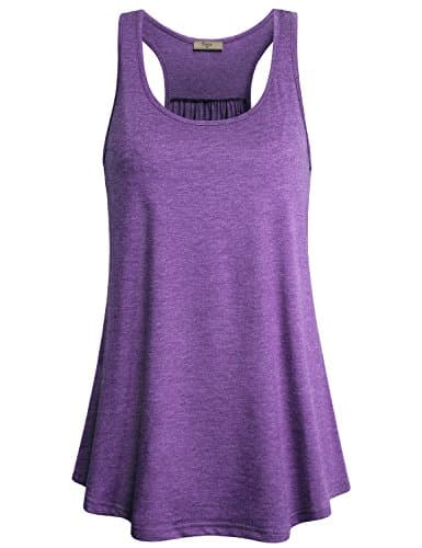 Womens Sleeveless Scoop Neck Flowy Loose Fit Workout Shirts Racerback Long Tank Tops