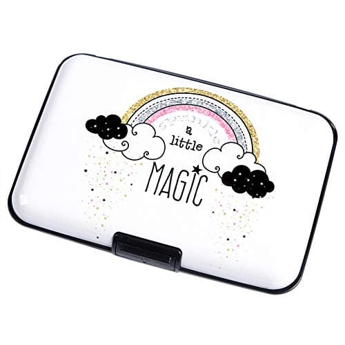 Aluminum Wallet RFID Blocking Metal Credit Card Holder Slim Hard Case (Sparkle Rainbow)