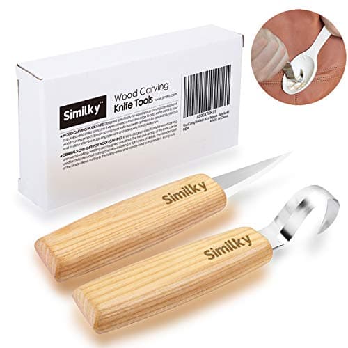 SIMILKY Cutting Knife C2 6.5" Whittling Knife for Fine Chip Carving Wood and General Purpose Wood Carving Knife Bench Detail Carving Knife Carbon Steel and Whittling for Beginners