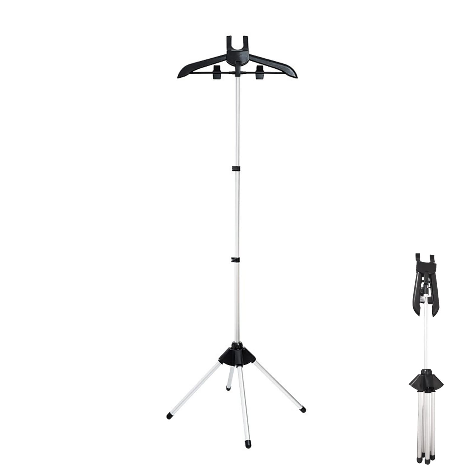 Beauenty Hanging Ironing Machine Coat Hanger, Clothing Accessory Holder with Portable Ironing, Height-Adjustable Ironing Cloths Rack, Black (Style 1)