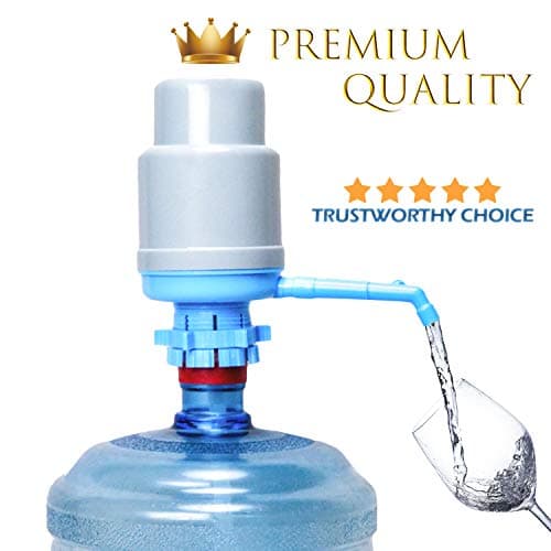 Water Bottles Pump Blue Gray Thickened Manual Hand Pressure Drinking Fountain Pressure Pump Water Press Pump with an Extra Short Tube with Cap Fits Most 2-6 Gallon Water Coolers