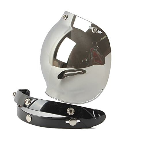 Motorcycle Retro Bubble Visor Wind Face Shield Lens Universal For 3-Snap Open Face Helmets(Mirrored)