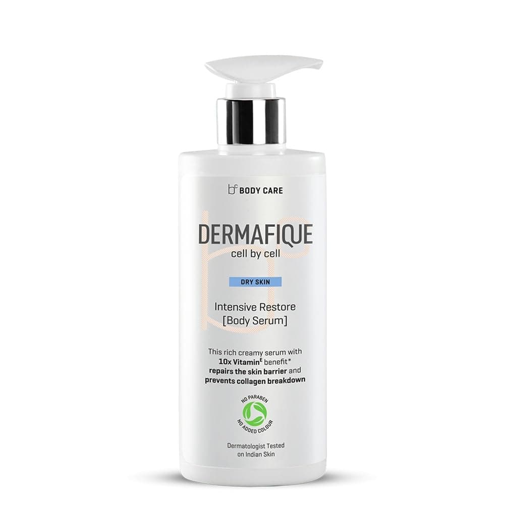 Dermafique Intensive Restore Body Lotion Serum with 10X Vitamin E benefit 300ml, Body Lotion for Dry Skin, Suitable for Winters, Moisturizer for Body | Dermatologist Tested