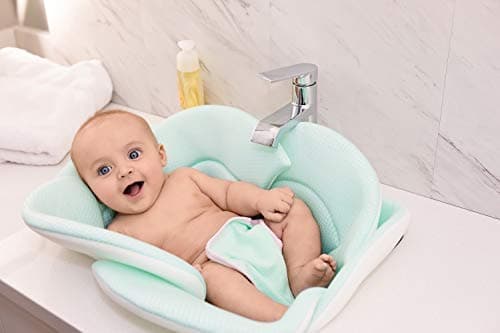 Soothing CompanyBaby Bath Pillow, Baby Newborn Essential, Baby Bath Cushion, Soft Easy to Dry, Baby Bath Flower for Bathtub or Sink, Baby Bath Sink Perfect for 0-6 Months, Baby Bathtub Mat (Blue)