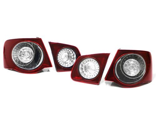 PROMOTORING For 06-09 VW JETTA MK5 EURO LED TAILLIGHTS w/LED INNERS - DARK RED/CLEAR