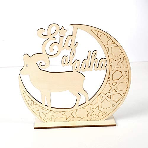 Rancheng 1pc Islam Eid Al Adha Ramadan Decor Moon Sheep Wooden Home Party Table Decorations