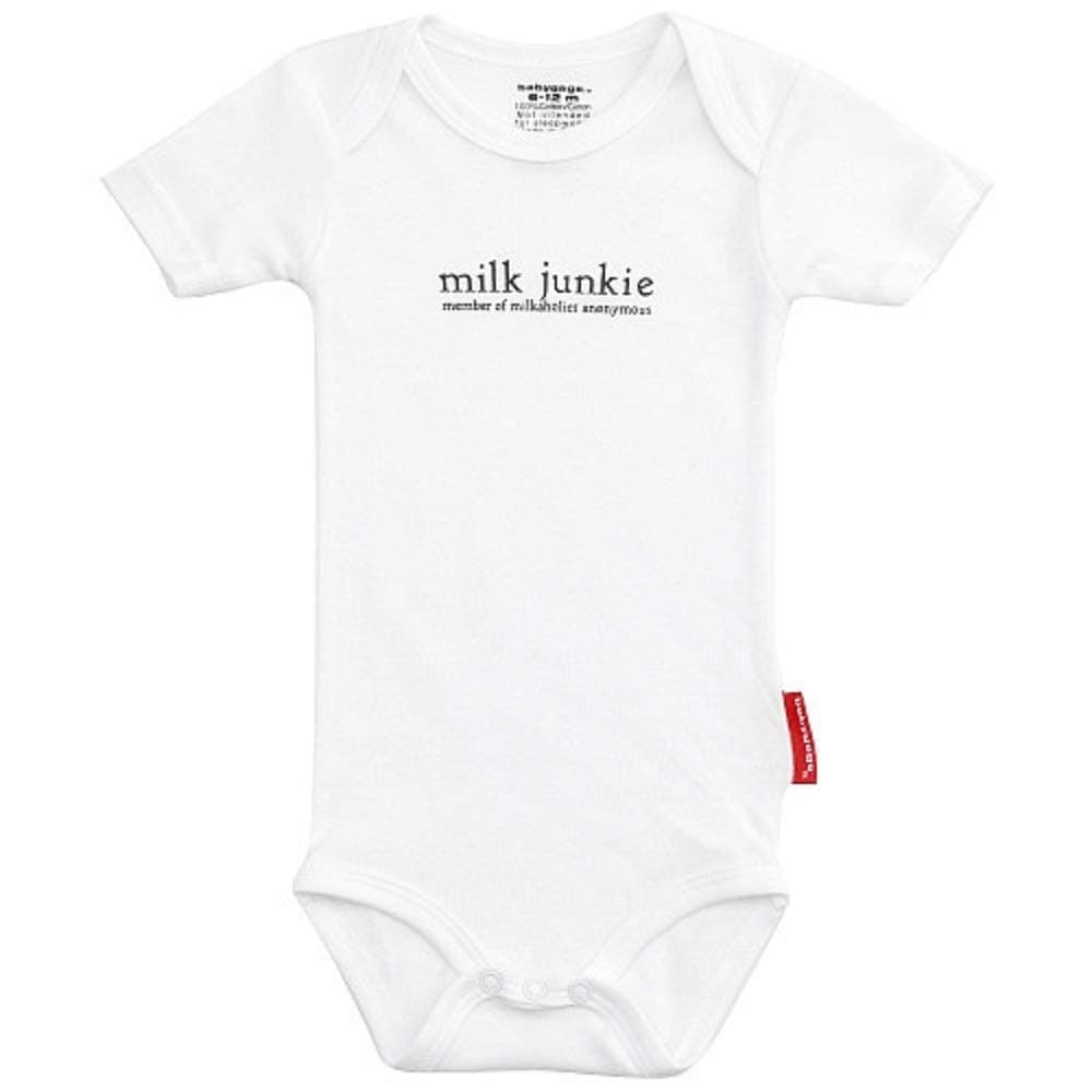Silly Souls, Inc Milk Junkie Unisex Hilarious Baby Onesie Short Sleeve White 0-3 Months