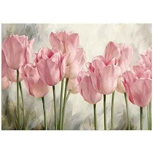 Eiflow 5D Diamond Craft Painting Kits for Adults Pink Tulips,DIY Paint by Diamond Embroidery Kits Full Drill Gem Craft Kit - Flower(12x16in)