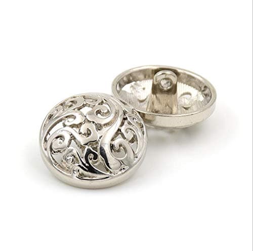 Hollow Clouds Metal Shank Buttons for Fashion Coats(Silver/Gold/Gun black,Pack of 6) (0.47 inches, Silver)