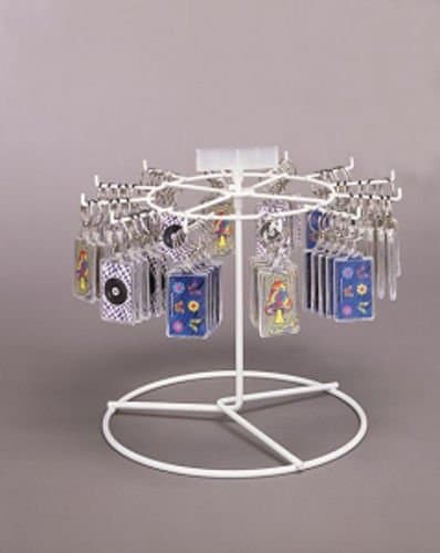 New 12-Peg Counter Key Chain Spinner White Display Rack Great For Key Chains