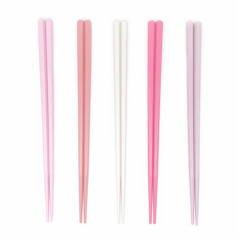 Koolemon 5 Pairs Fiberglass Reusable Chopsticks, Non-Slip, 5 Pairs Gift Set (Pink)