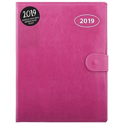 2019 A5 Week to View Diary Personal Organiser Address Book & Pen (Pink)