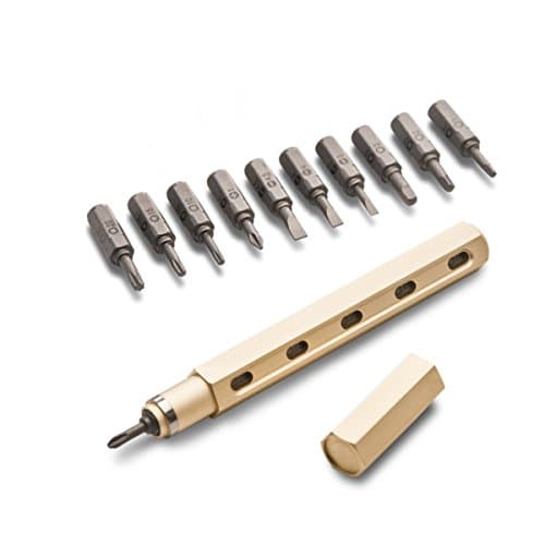 Premium Tool Pen by Mininch | EDC Multi-Tool Screwdriver | Interchangeable Phillips, Flathead, Hex, and Star Bolt Heads | Imperial and Metric Sizes (Metric Hex, Rose Gold)