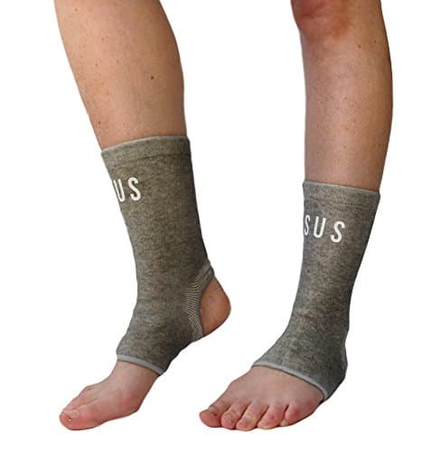 Comfort Foot Compression Sleeves By Susama (1 Pair) - Medium/Large Ankle Stabilizer for Basketball, Running. Relief for Achilles Tendonitis, Plantar Fasciitis & Heel Arch Support. For Men & Women