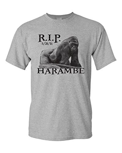Jacted Up Tees Harambe The Gorilla RIP Cincinnati Zoo Men's T-Shirt - 3XL Sport Gray (1419)