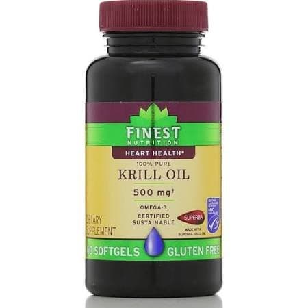 Finest Nutrition Heart Health 100% Pure Krill Oil Omega-3 - 60 softgels (500mg)