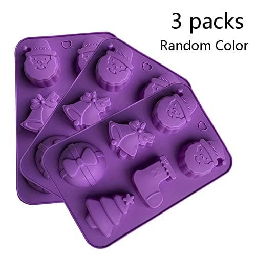 Young Tag DIY 3D Candy Chocolate Silicone Mold, Christmas Theme Decor Fondant Mould Sugar Craft Cake Mold Baking Tools (Set of 3)