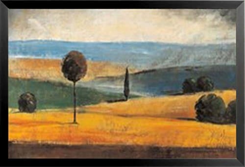 FRAMED Tuscan Vista II By Antonio 24x36 Art Print Poster Tuscan Landscape Italian Countryside Trees Vineyard