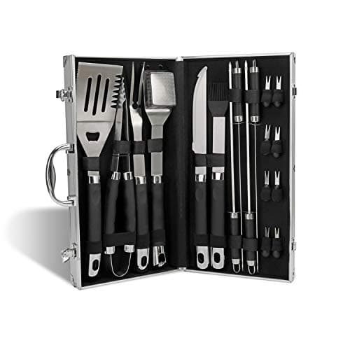 Monbix Professional BBQ Accessories Tool Set，Stainless Steel Grill Accessories Set，BBQ Accessories Barbecue Grill Set - 19 Pcs with Case