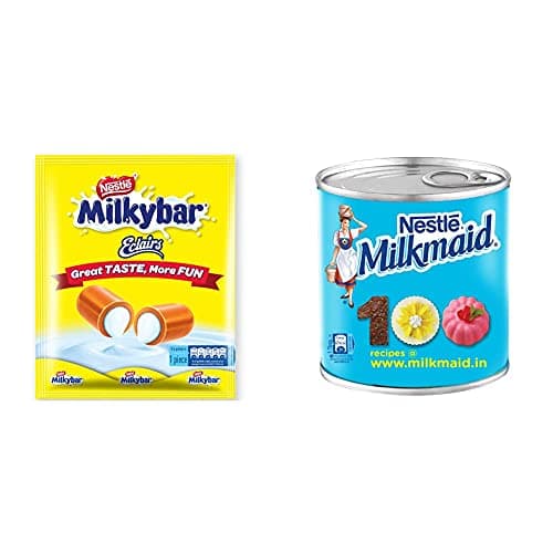 Nestle Milkybar Eclairs ,340g(100 Pieces*3.4g) , Nestle MILKMAID Sweetened Condensed Milk, 400g Tin