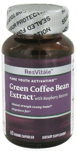 ResVitale - Pure Youth Activating Green Coffee Bean Extract Svetol with Raspberry Ketones - 60 Vegetarian Capsules