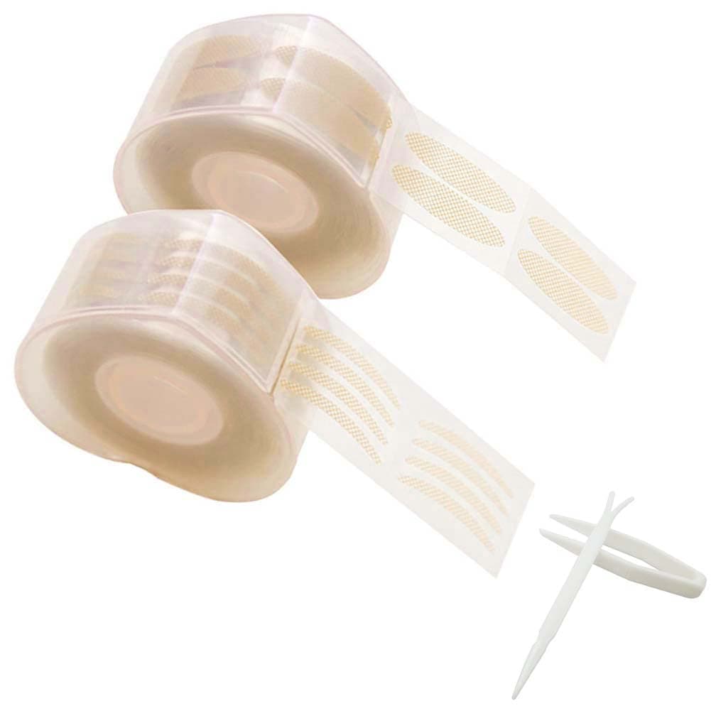 BlingKingdom 1200pcs Self-Adhesive Invisible Double Eyelid Tape - Lift Strips & Instant Eye Tapes for Hooded, Droopy, Uneven & Mono-Eyelids with Fork Rods & Tweezers