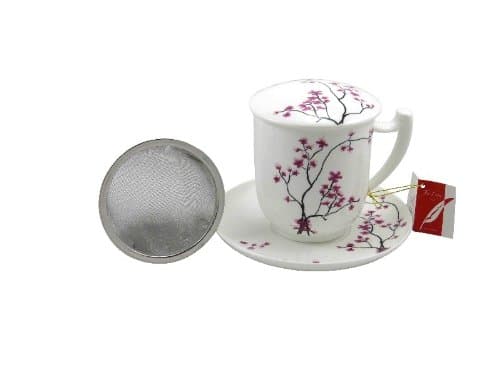 Tea Logic Herbal Tea Mug Cherry Blossom Fine Bone China with Sieve