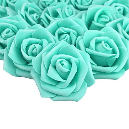 3 x 1.6 x 3 inches 100pcs DIY Real Touch 3D Artificial Foam Rose Head Without Stem for Wedding Party Home Decoration (100pcs, Tiffany)