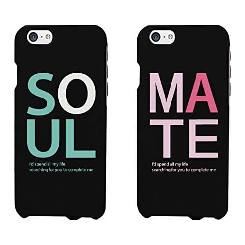 365 Printing Soul Mate Black Matching Couple Phone Cases Wireless Phone Accessory