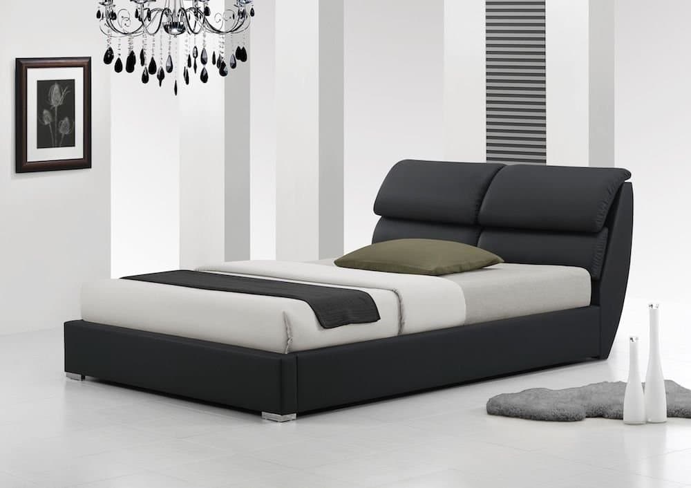IJ Interiors - LIBRETTO MODERN LEATHER BED No Mattress BLACK 4FT6 Double