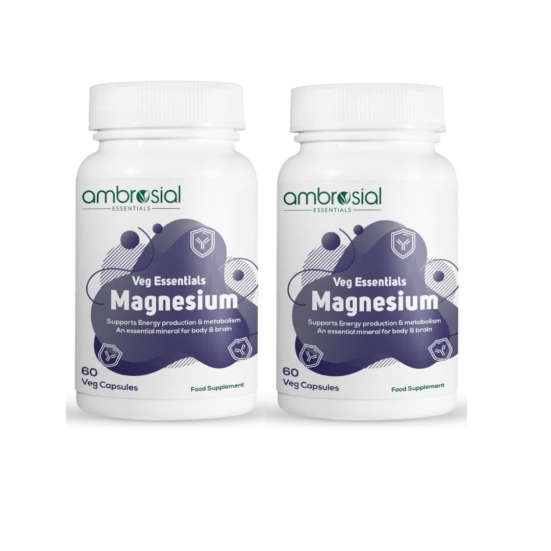 Ambrosial Magnesium Citrate with Di Malate | High Potency Supplement for Women & Men | Premium Magnesium Tablets to Boost Energy Levels & Muscle Functions (Pack of 2-120 Capsules)