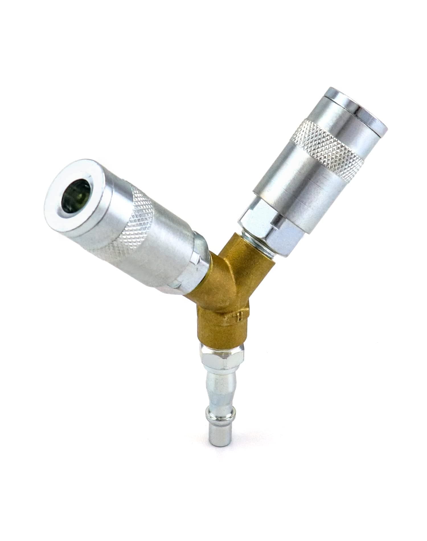 QWORK 1/4" BSP Airline Hose Connector Y Splitter Male/Female Thread Quick Release Coupler for Air Lines & Tools