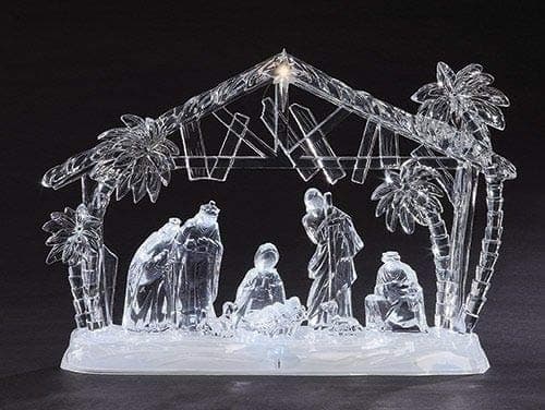 Roman 32824 15" LED Acrylic Nativity with Palm Tree & Stable