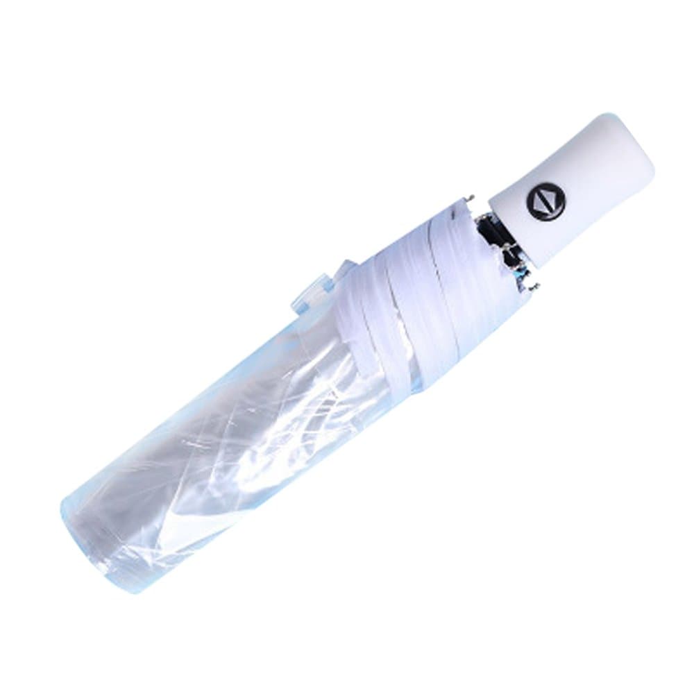 AIXICWXI Full Automatic Folding Transparent Auto Open and Close Umbrella Travel Umbrella Trifold Clear Rain Umbrella with Frosted Handle Clear Folding Umbrella Windproof