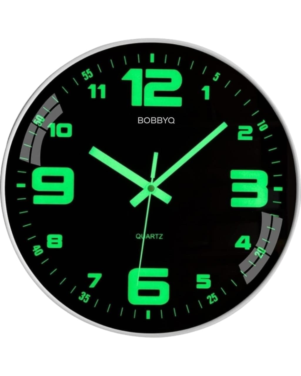 Modern Night Light Wall Clock, 12 inch Silent Non-Ticking Clock with Glow in The Dark Function, Battery Operate Lighted Wall Clock for Living Room Kitchen Bedroom Decor (White)