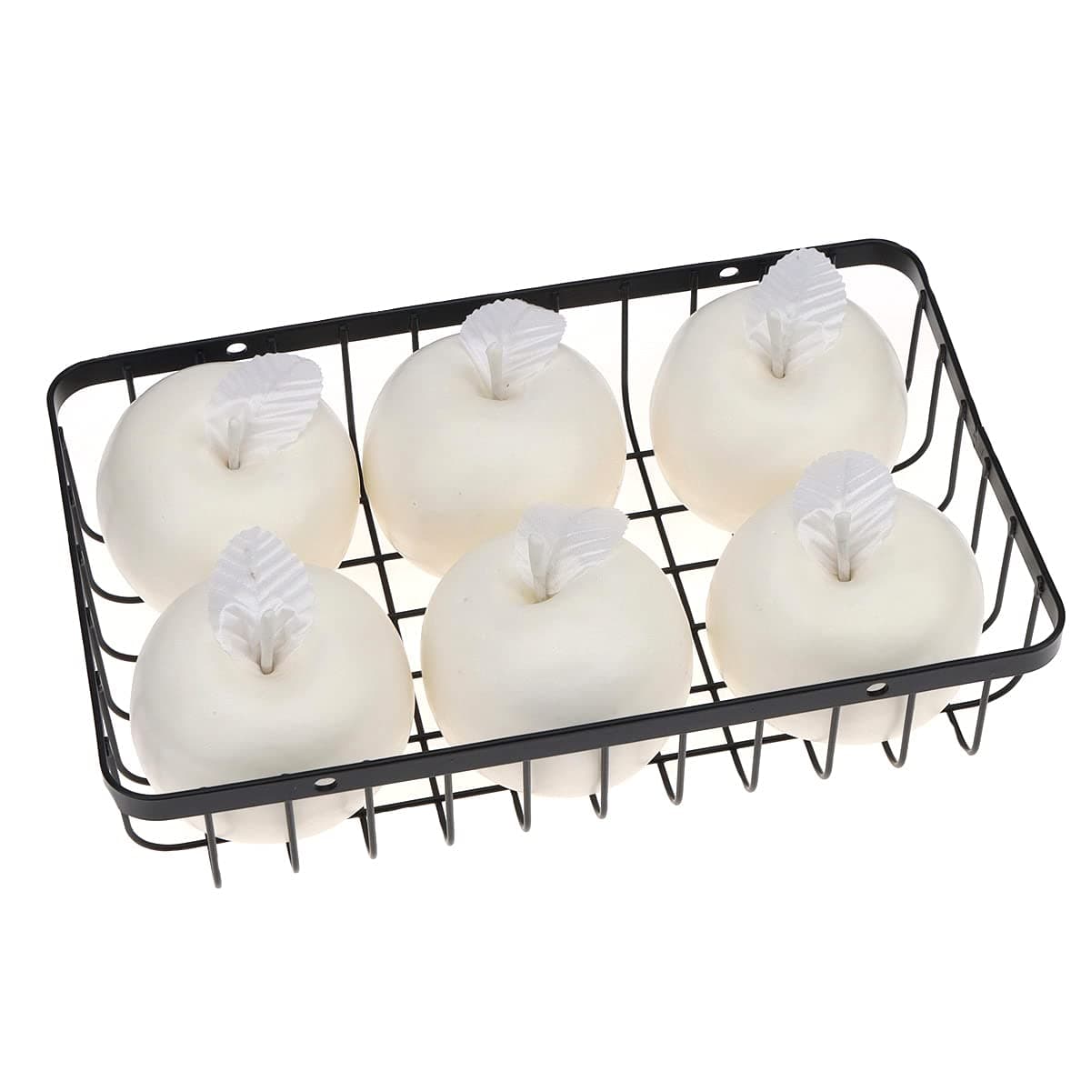 Sponsored Ad - 6 Pcs Artificial White Apple Fake Fruit Decor Faux Foam Apple with Leave for Kitchen Table Home Party Decoration