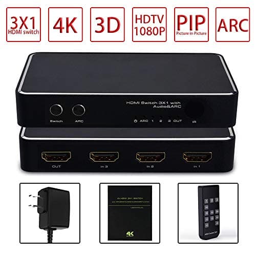 4K HDMI Switch 3-Port 3x1 4K 60Hz,NEWCARE HDMI Switch Box Support【4K/HD/3D/1080P】