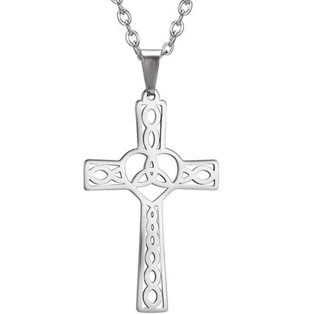 Jude Jewelers Stainless Steel Celtic Infinity Knot Christian Cross Religious Pendant Necklace