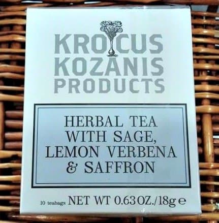 Krocus Kozanis Herbal Tea with Sage, Lemon Verbena, Saffron ,10 Teabags -63oz/18g