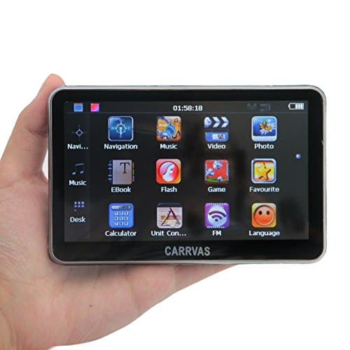 CARRVAS 7.0'' Portable Touch Screen Vehicle GPS Sat Nav Truck Car Navigator Navigation System Built-in 8GB 256MB RAM with Preloaded US Maps Multimedia Player FM Transmitter