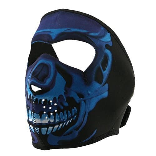 Neoprene Full Face Mask - Blue Chrome Skull