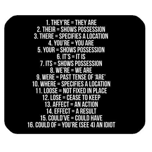 Funny Quotes Mouse Pad, Clean Grammar Expletive Rectangle Non-Slip Rubber Mousepad Gaming Mouse Pad Mat by Funny Mouse Pads