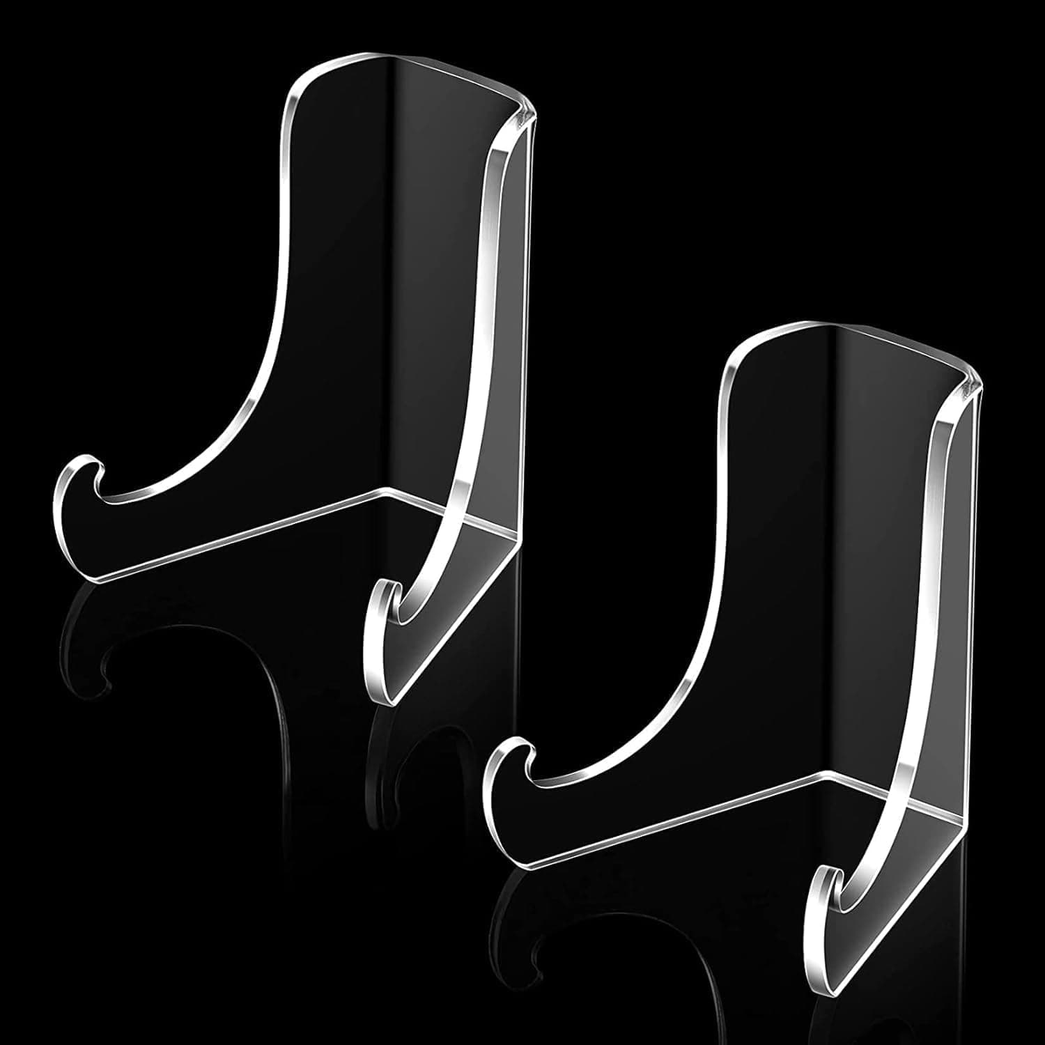 BIGIMALL Acrylic Clear transperent Display Easel with deep Support Shelves Pack of 2 Piece (for small and light weight product display)