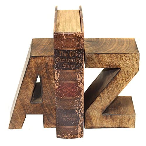 Coaster Home Furnishings Casa Cortes Artisan Hand-Carved Capital A-Z Wood Bookends