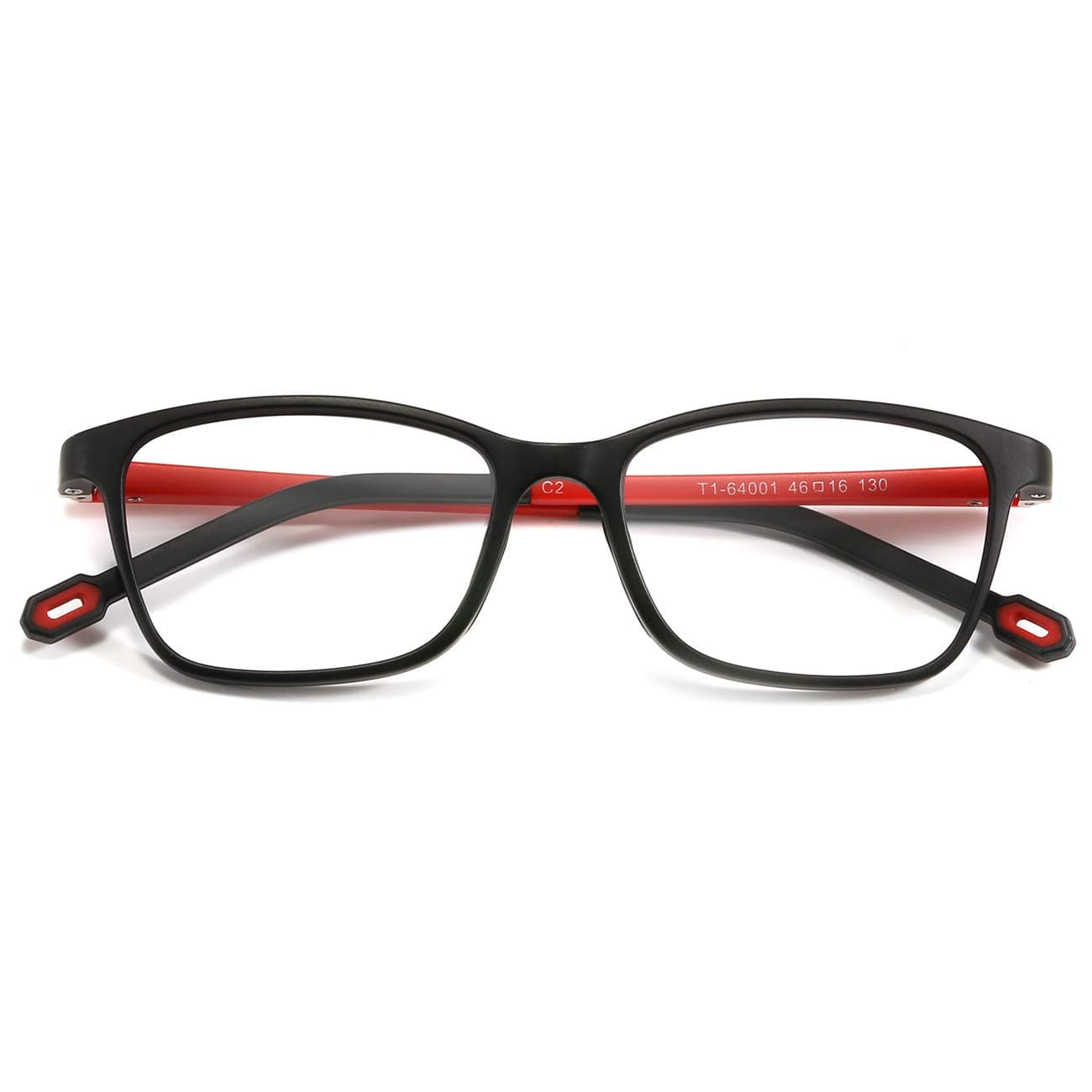 MARIDA Kids Blue light Glasses, Square Flexible TR90 Frame, Anti Blue Light Anti Eyestrain Anti Glare Anti UV Age 4-10 Black&Red