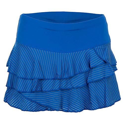 Lucky In Love Women`s Shadow Stripe Rally Tennis Skirt Electric Blue ()