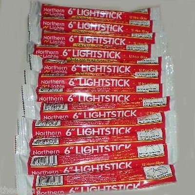 10 Pack RED Safety Glow 6" Inch Light Sticks 12 Hour Survival Emergency Camping