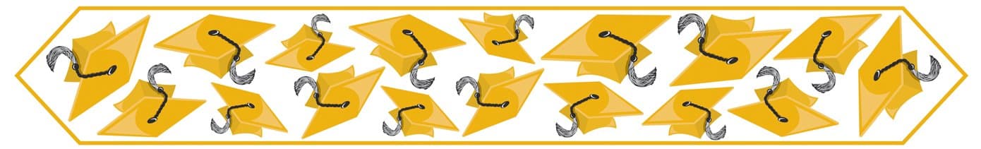 Printed Grad Cap Table Runner (gold) Party Accessory (1 count) (1/Pkg)
