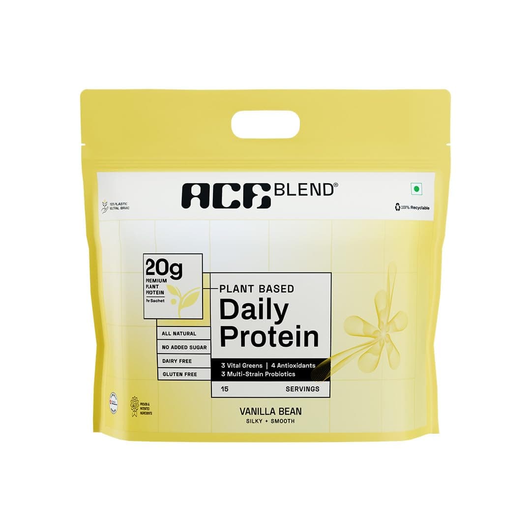 DAILY 20G Premium Plant Protein & Superfoods | 30 Servings | Vanilla Flavour | Daily Protein | 4 Vital Greens | 4 Antioxidants | 3 Probiotics | Blended for all ages | 100% Gut Friendly