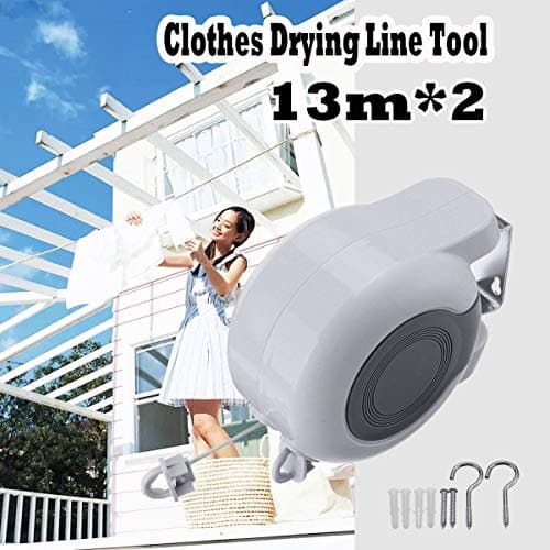 SHIJING Retractable Clothesline Rope Wire Wall Mounted Clothes Hanger Dryer Outdoor Laundry Washing Line Drying Rack for Tie Coat Towel